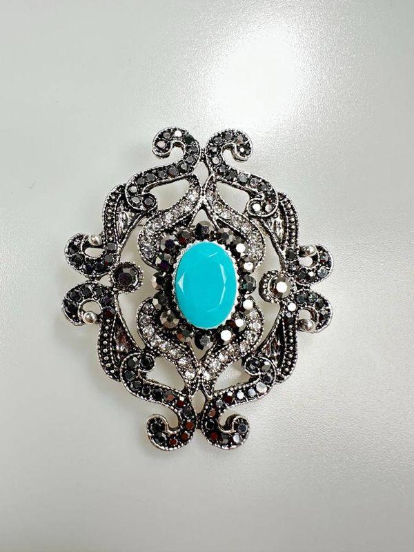 Kesi Brooch XZ459-107 Silver + Blue