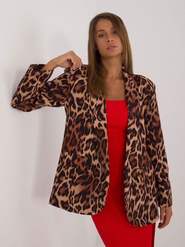 Fashionhunters Brown and black oversize jacket with animal prints