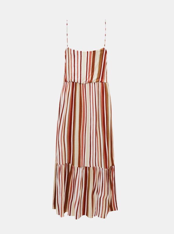 Only Brown-cream striped midi dress ONLY Louisa - Women