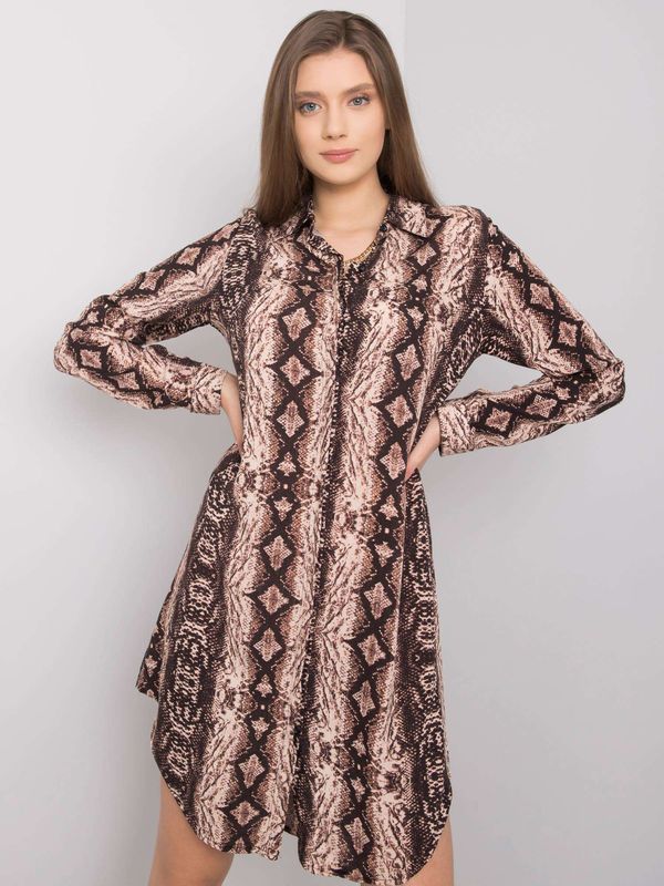 Fashionhunters Brown dress with patterns Venice RUE PARIS