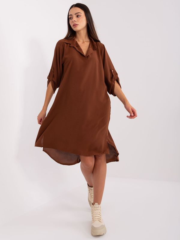 Fashionhunters Brown oversized shirt dress