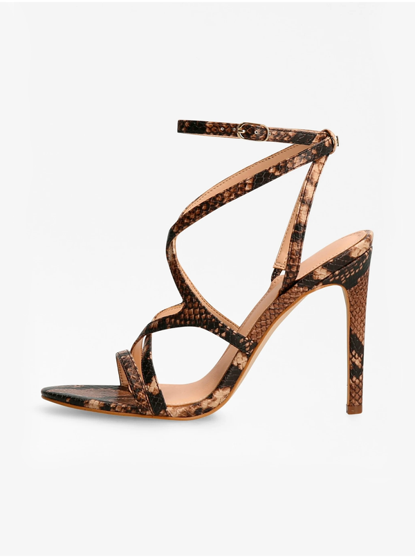 Guess Brown Patterned Heeled Sandals Guess Fennela 2 - Women