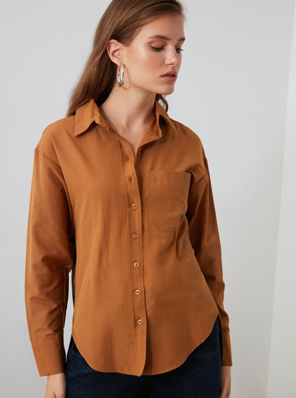 Trendyol Brown shirt with elongated back Trendyol - Women