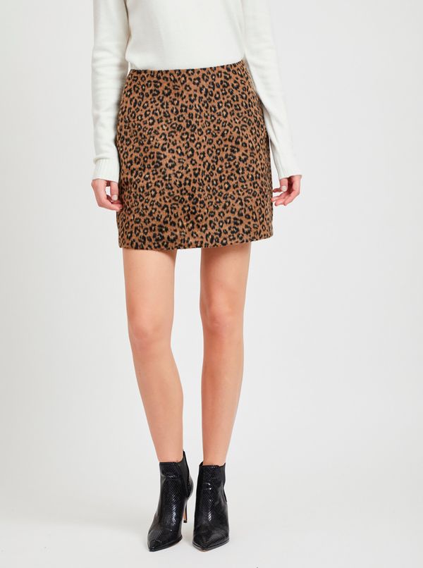 Vila Brown skirt with leopard print VILA Junila