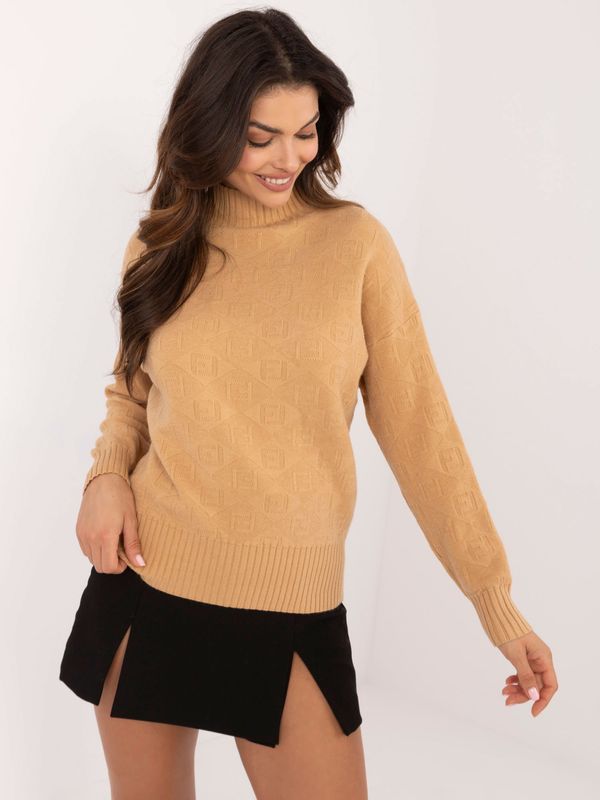 Fashionhunters Brown women's turtleneck sweater