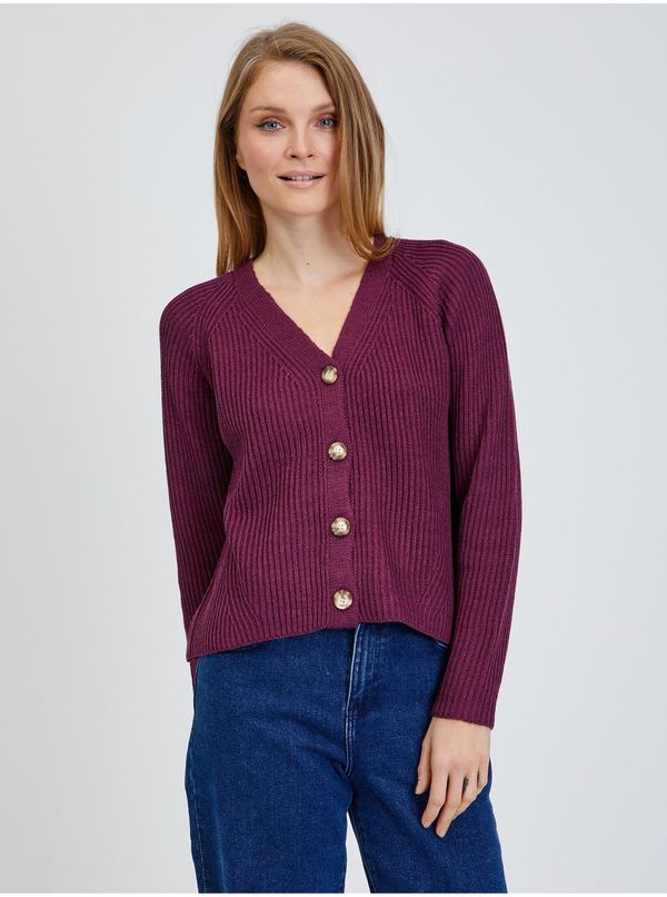 Pieces Burgundy Ribbed Cardigan Pieces Silla - Women's
