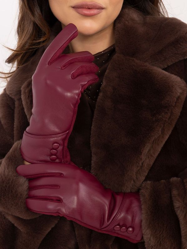 Fashionhunters Burgundy women's gloves with buttons