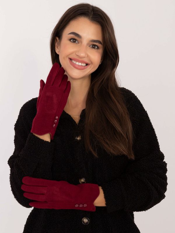 Fashionhunters Burgundy women's gloves with buttons