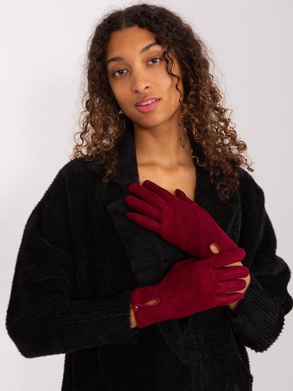 Fashionhunters Burgundy women's gloves with insulation