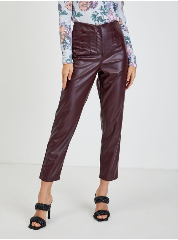 Orsay Burgundy women's shortened leatherette pants ORSAY - Ladies