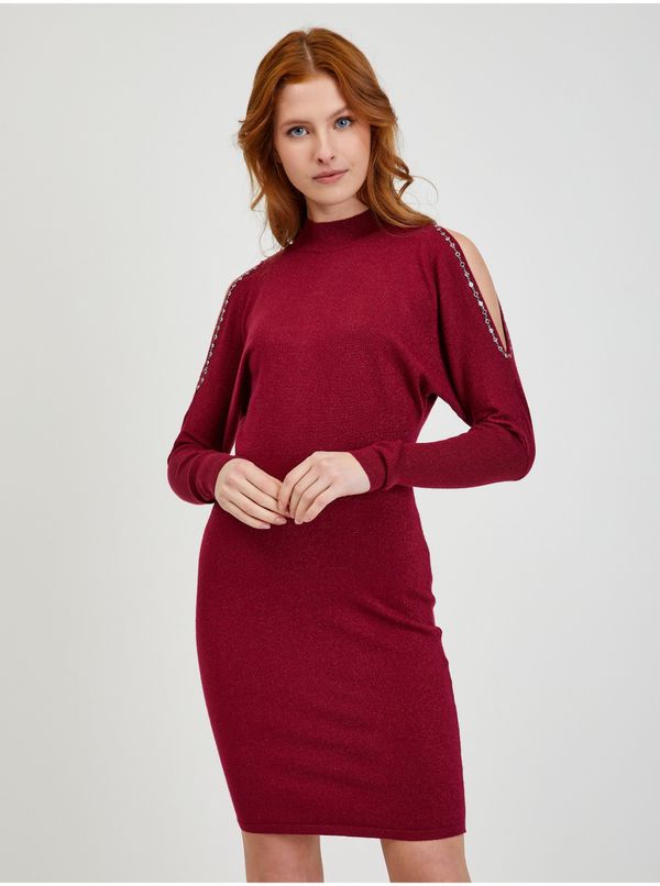 Orsay Burgundy Women's Sweater Dress with Necklines ORSAY - Ladies