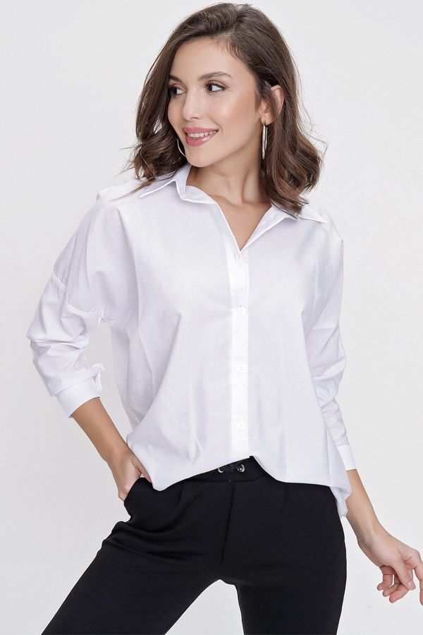 By Saygı By Saygı Bat Sleeve Tericotone Oversize Shirt White