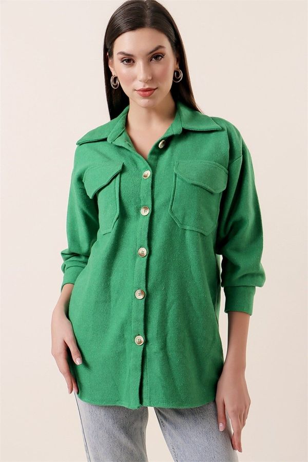 By Saygı By Saygı Double Pocket Plain Cachet Shirt Green