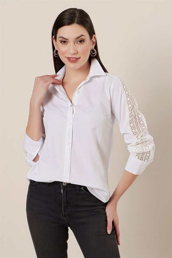 By Saygı By Saygı Lace Detailed Sleeve Shirt White