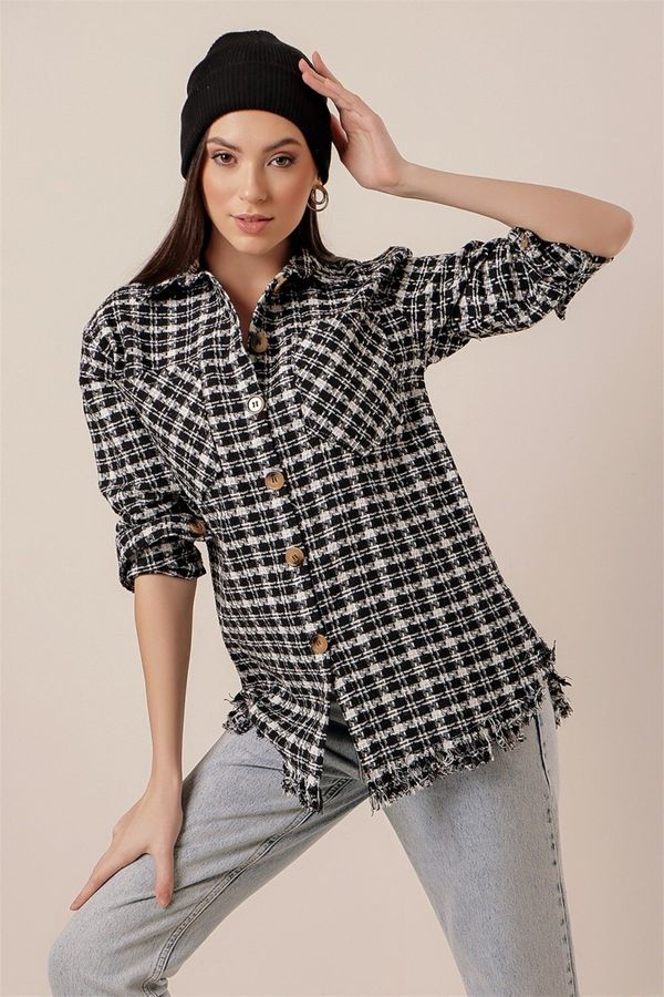 By Saygı By Saygı Shanel Checkered Shirt with Tassels Skirt Black