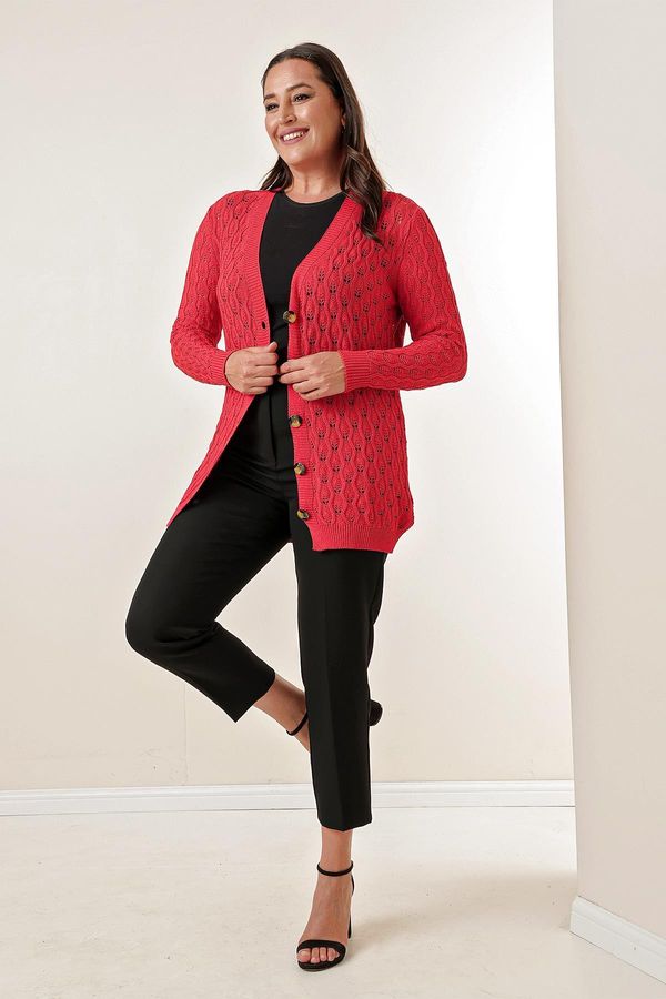 By Saygı By Saygı V-Neck with Buttons in the Front,Comfortable fit Mercerized Cardigan