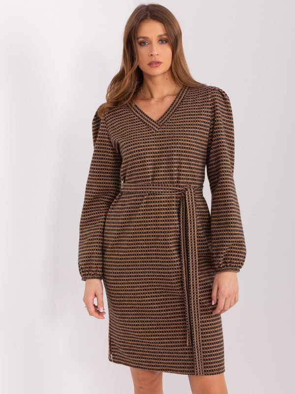 Fashionhunters Camel and black women's dresses with patterns
