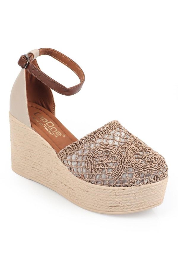 Capone Outfitters Capone Outfitters Capone Women's Wedge Heel Sandals with Lace Ankle Band Braided