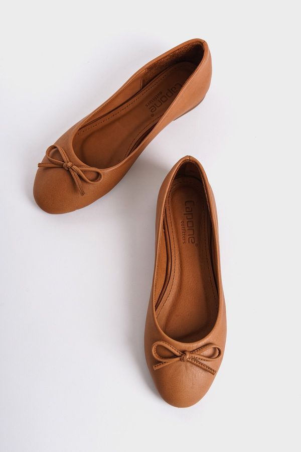 Capone Outfitters Capone Outfitters Women's Genuine Leather Bow Round Toe Flats