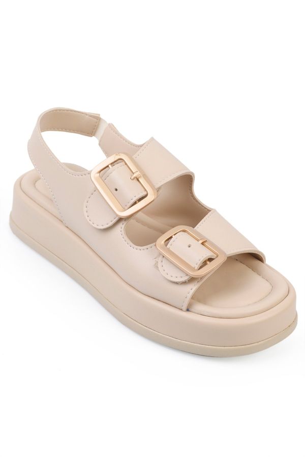 Capone Outfitters Capone Outfitters Women's Wedge Heel Double Strap Buckle Sandals