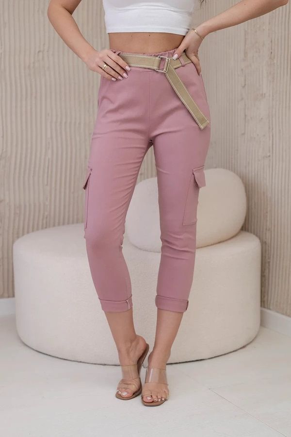Kesi Cargo trousers with belt - dark pink