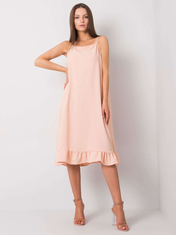 Fashionhunters Casual summer dress in peach color