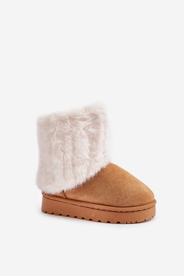 Kesi Children's ankle snow boots with Camel Crisie fur