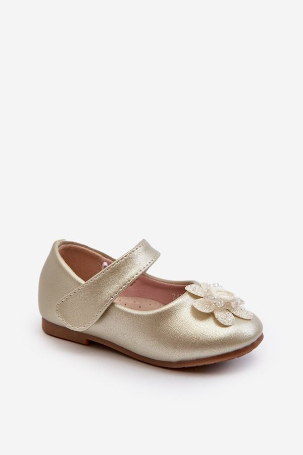 Kesi Children's ballerinas with Velcro closure and gold serinde decoration