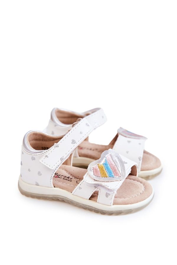 Kesi Children's leather sandals with a heart white Elianna
