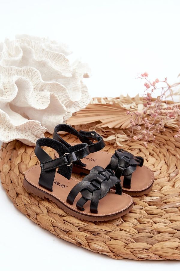 Kesi Children's sandals with velcro fastening, Black Marimona