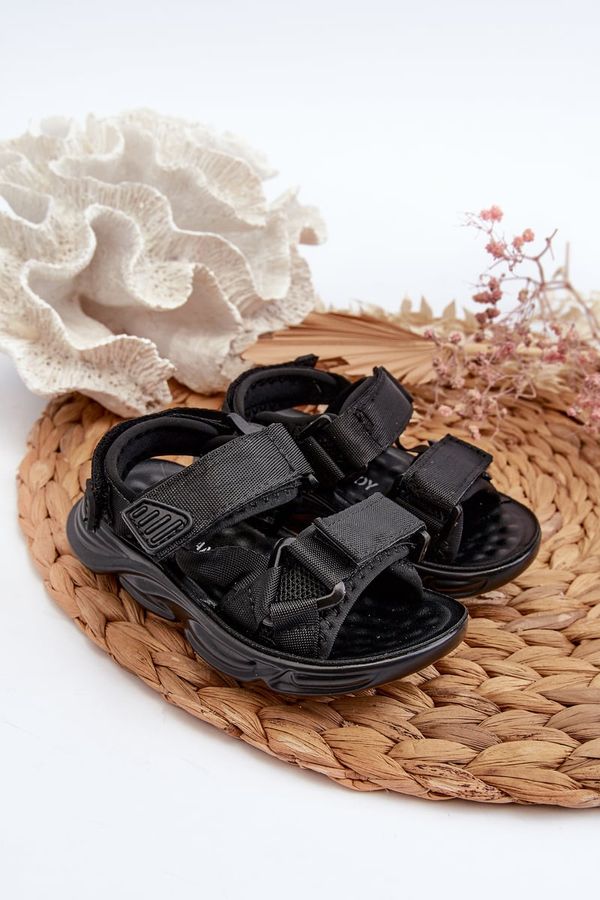 Kesi Children's sandals with velcro fastening, Black Orretta