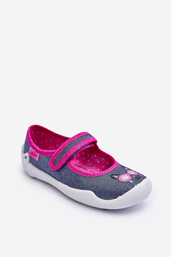 Kesi Children's Slippers Ballerina Shiny Befado Navy Blue and Pink