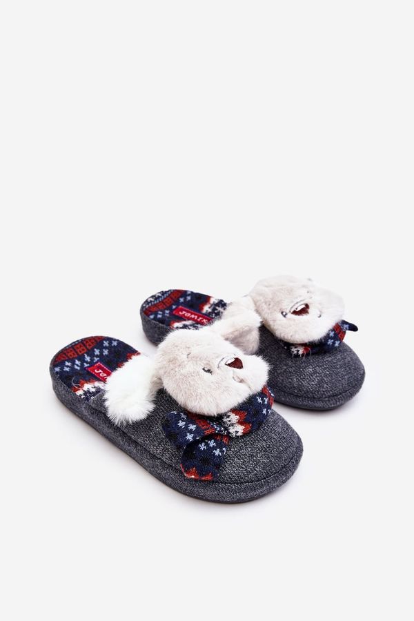 Kesi Children's slippers with thick soles with Grey Dasca bear