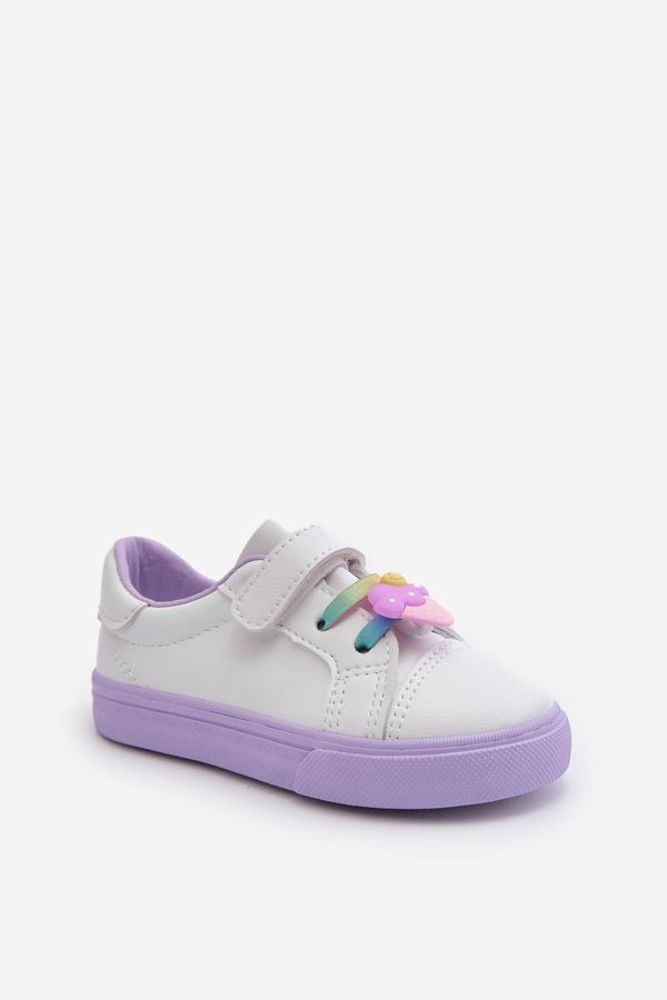 Kesi Children's sneakers Sneakers with a pin, white and purple Pennyn