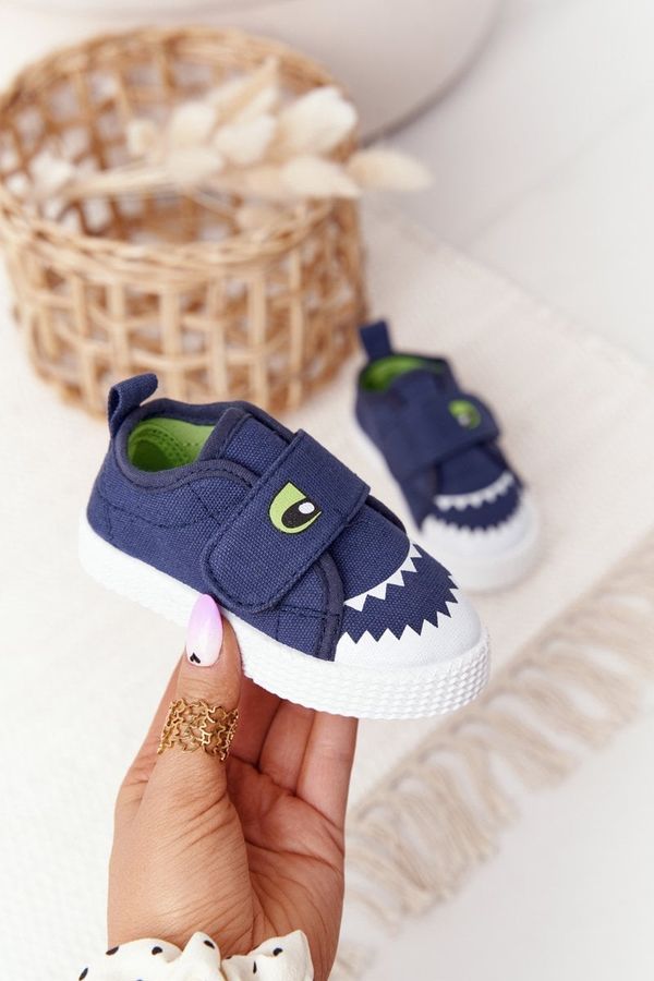 Kesi Children's Velcro sneakers with shark dark blue