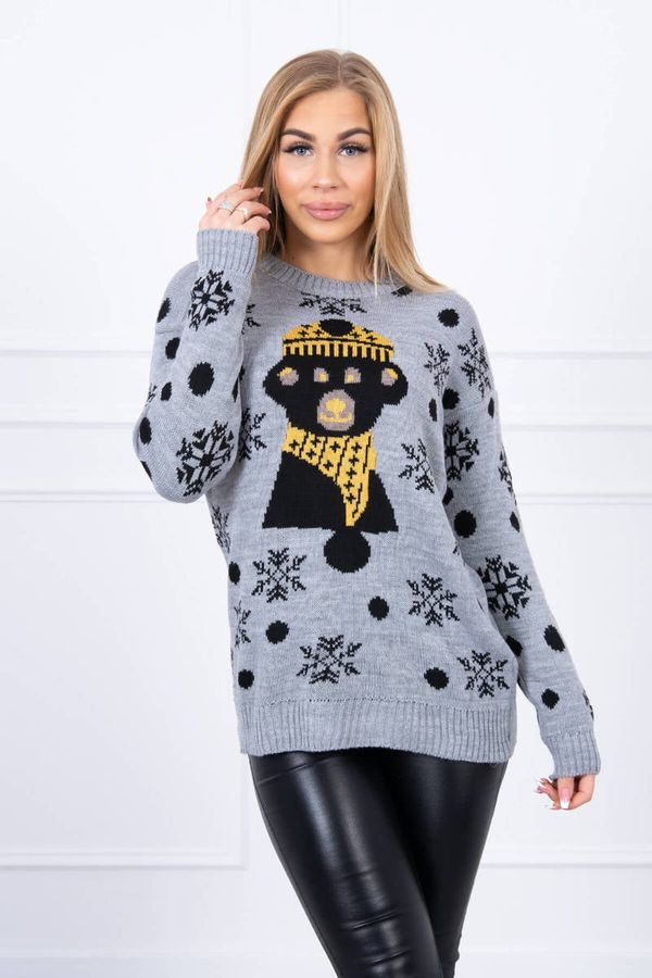 Kesi Christmas sweater with bear gray