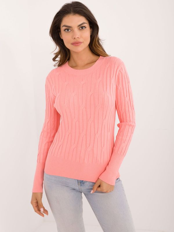 Fashionhunters Classic orange sweater with a round neckline