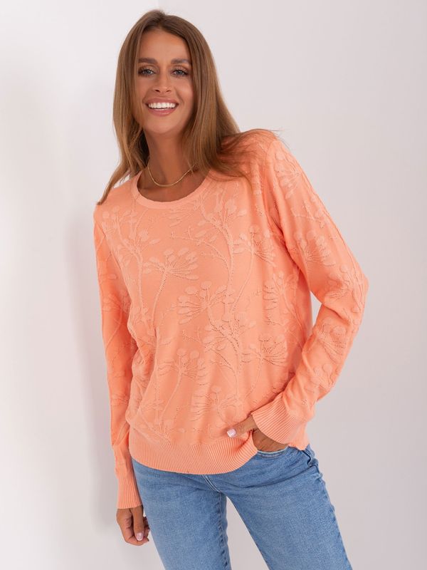 Fashionhunters Classic peach sweater with patterns