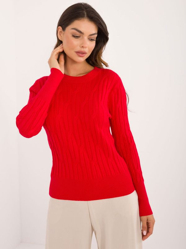 Fashionhunters Classic red sweater with a round neckline