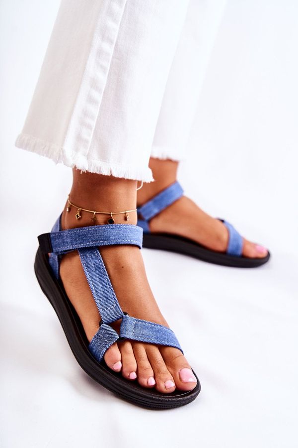 Kesi Classic women's Velcro sandals Blue Kalla