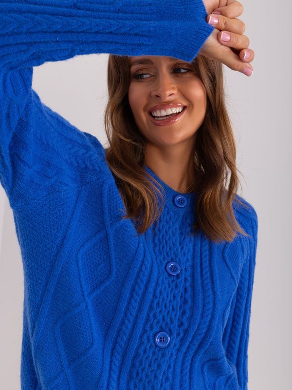 Fashionhunters Cobalt Blue Cable Knit Sweater