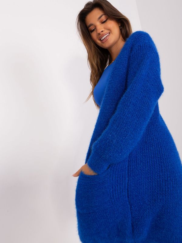 Fashionhunters Cobalt blue knitted cardigan without closure