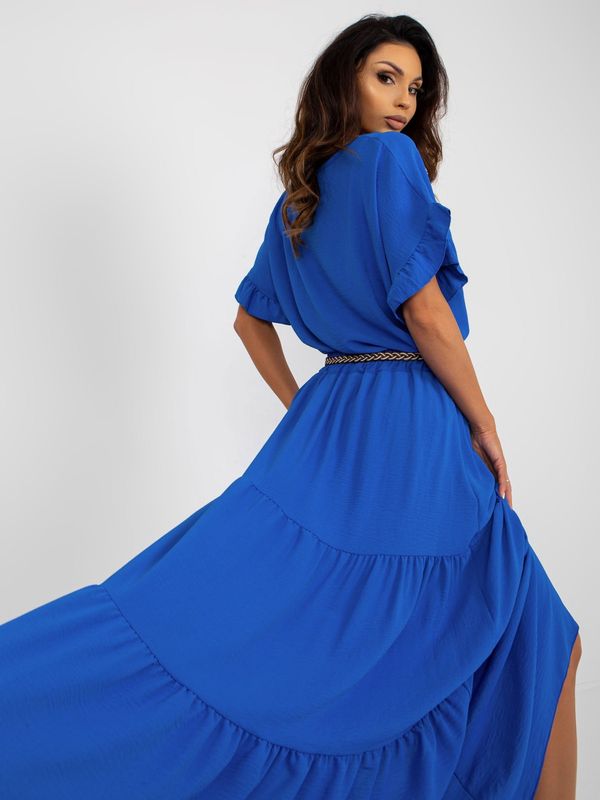 Fashionhunters Cobalt blue maxi skirt with ruffle for summer