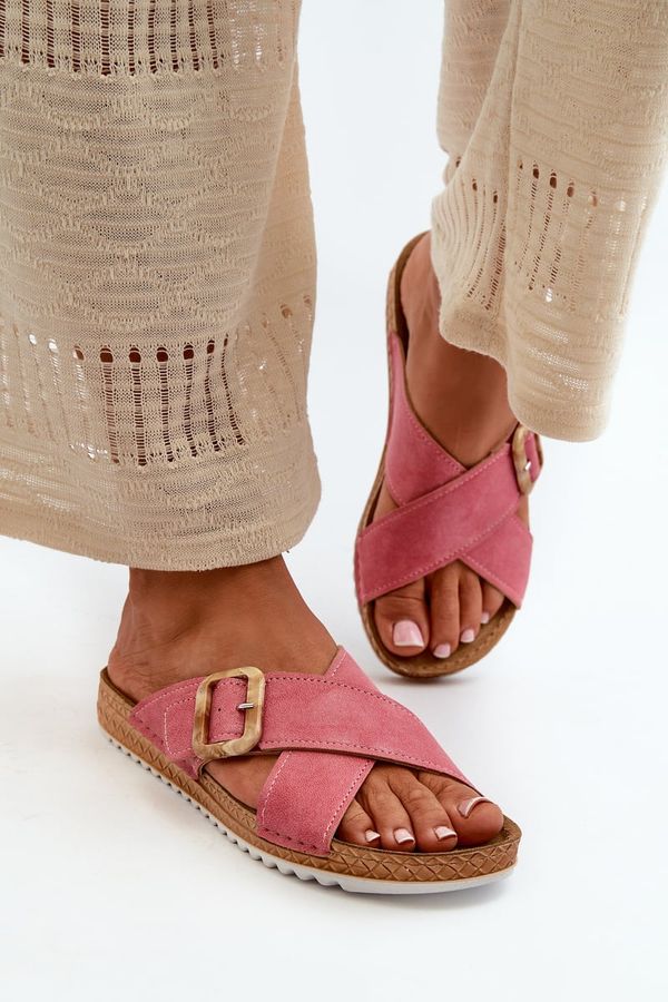 Kesi Comfortable women's slippers with Inblu buckle pink