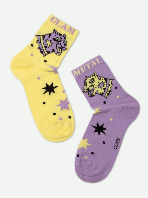 Conte Conte Woman's Socks 386 Yellow-Lilac