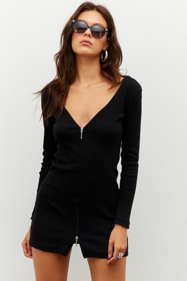 Cool & Sexy Cool & Sexy Women's Black Zippered Camisole Mini Dress