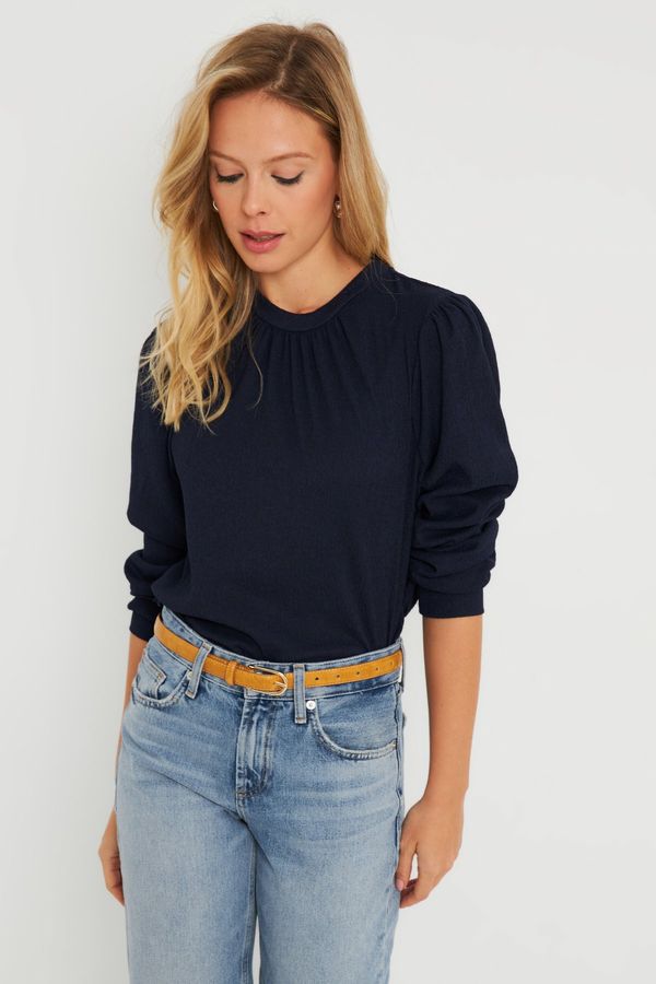 Cool & Sexy Cool & Sexy Women's Cress Blouse Navy Blue