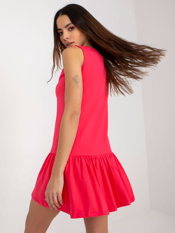 Fashionhunters Coral basic ruffle mini dress sleeveless