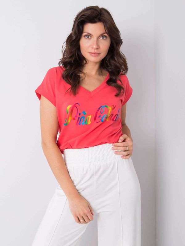 Fashionhunters Coral T-shirt with colorful print