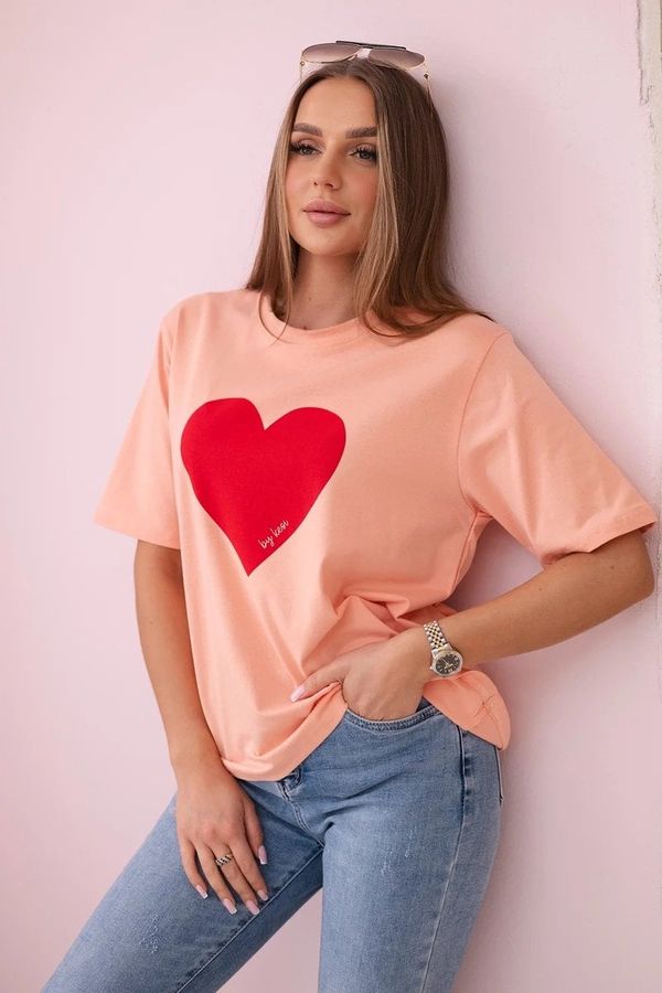 Kesi Cotton blouse with salmon heart print